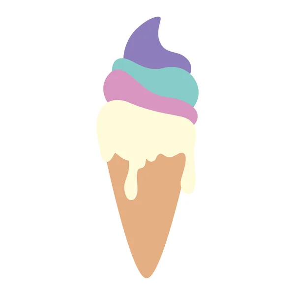 Cute and delicious ice cream in cone — 스톡 벡터