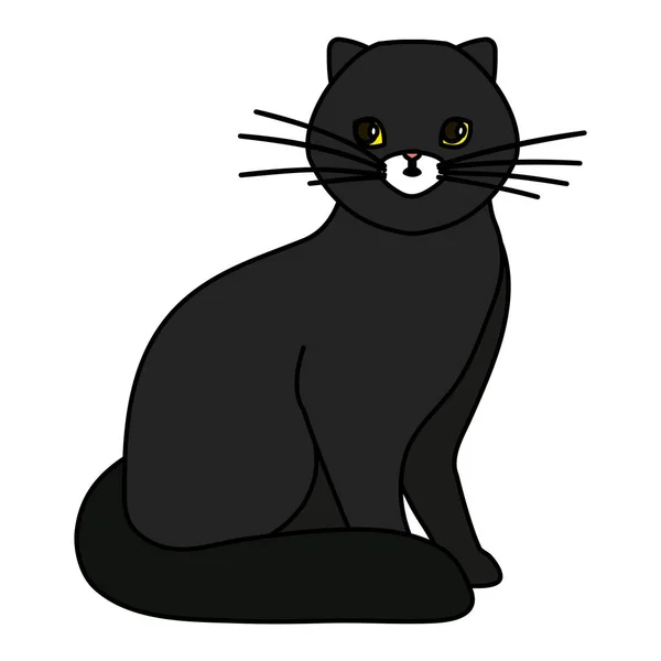 Cute cat black isolated icon — Wektor stockowy