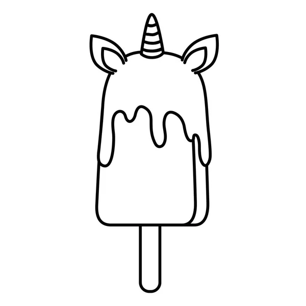 Cute dan lezat unicorn es krim gaya ikon - Stok Vektor