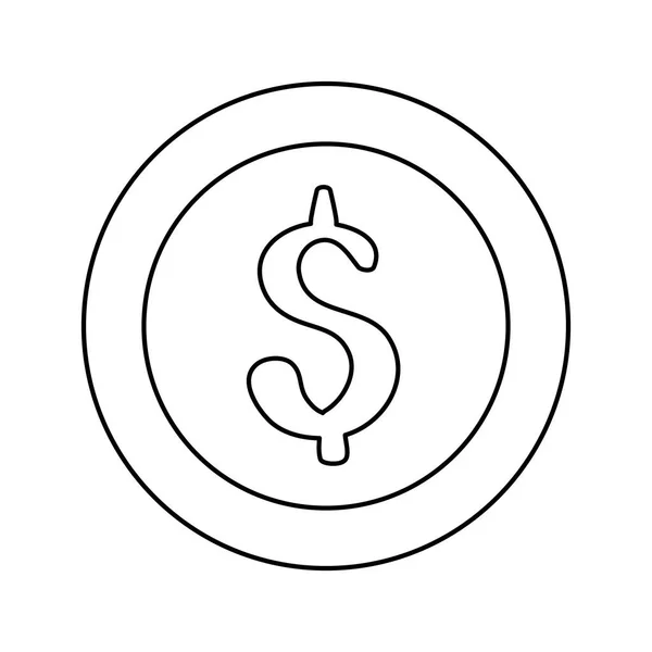 Pièce de monnaie argent icône isolée — Image vectorielle