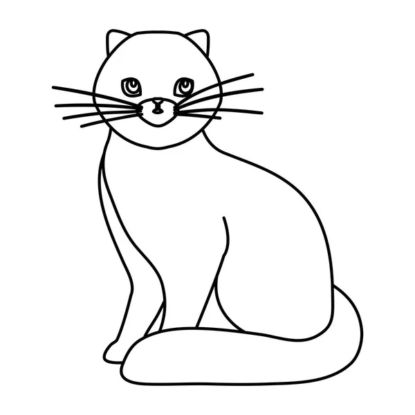Милий кіт тварин лінія стиль значок — стоковий вектор