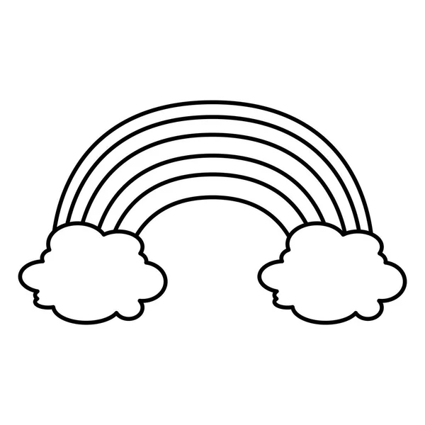 Мила веселка з значком стилю лінії хмар — стоковий вектор