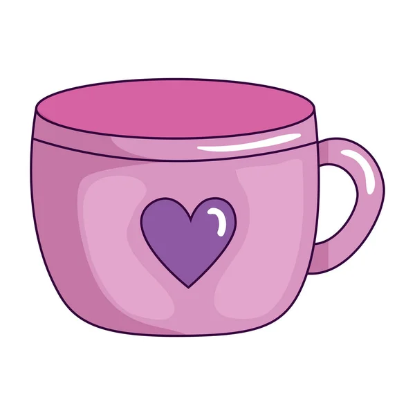 Csésze kerámia szív dekoráció — Stock Vector
