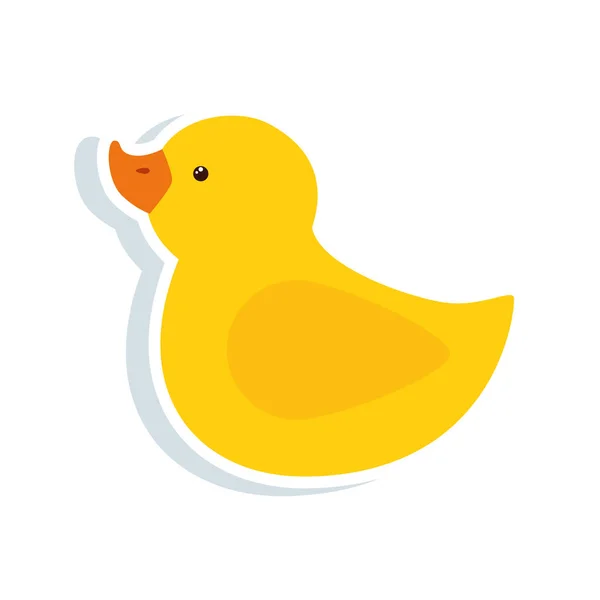 Cute duck rubber toy isolated icon — Stockvector