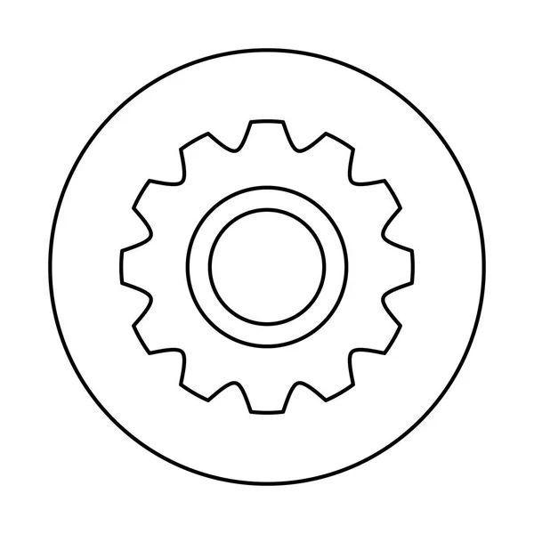 Gear in frame circular line style icon — Stockvector
