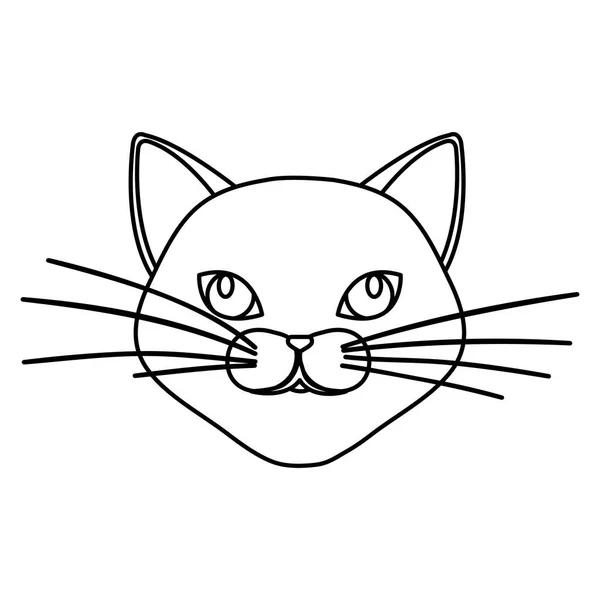 Cara de lindo gato línea estilo icono — Vector de stock