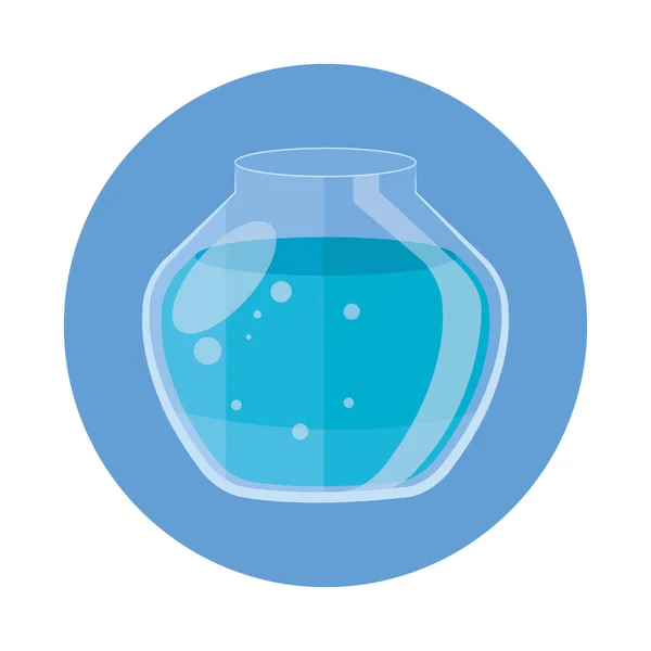 Bol à poisson rond en verre dans un cadre icône isolée circulaire — Image vectorielle