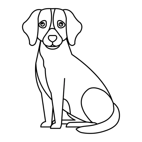 Lindo perro animal línea estilo icono — Vector de stock