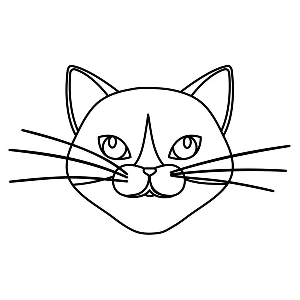 Cara de lindo gato línea estilo icono — Vector de stock