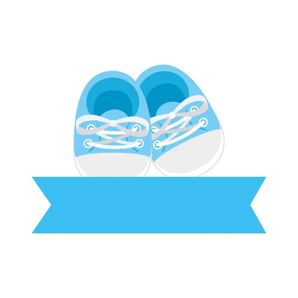 Cute shoes baby with ribbon isolated icon — 图库矢量图片