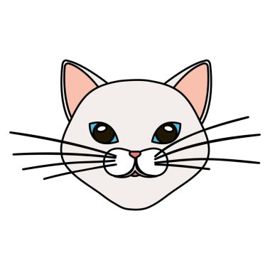 face of cat white isolated icon