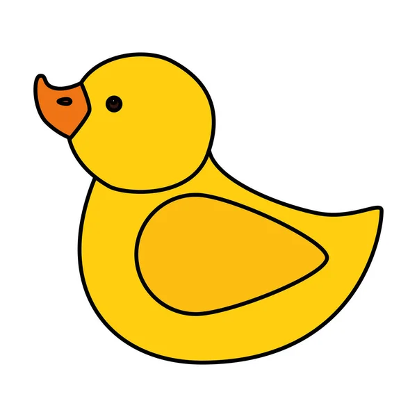 Cute duck rubber toy isolated icon — ストックベクタ