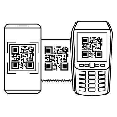 smartphone and dataphone with scan code qr