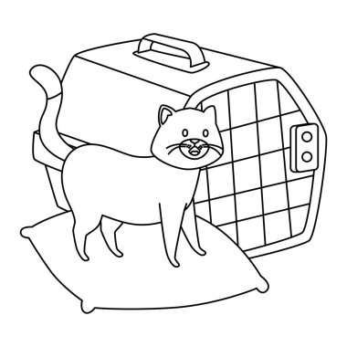 Yastıktaki sevimli köpek ve kutu çizgisi simgesi taşı