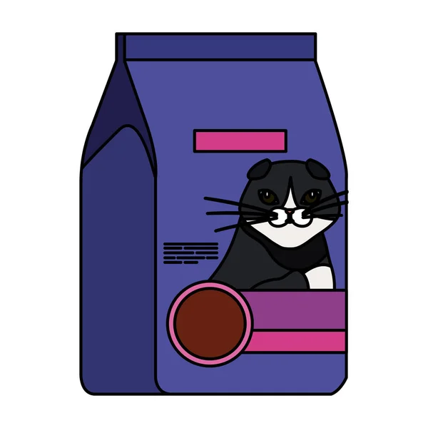 Food for cat in bag isolated icon — 스톡 벡터