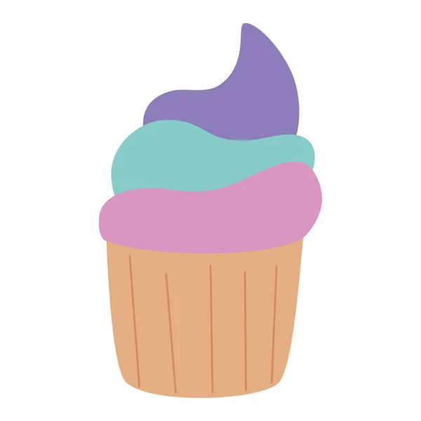 Schattig en heerlijk cupcake gebak — Stockvector