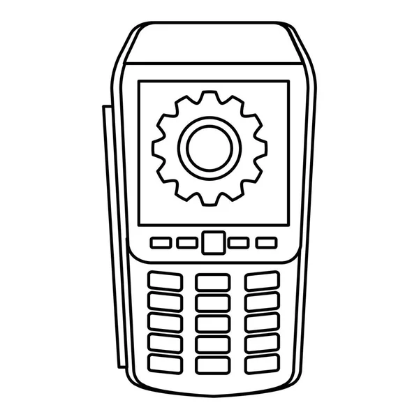 Dataphone with gear line style icon — Stock Vector