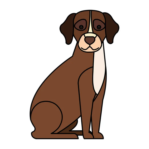 Perro marrón con punto blanco icono aislado — Vector de stock