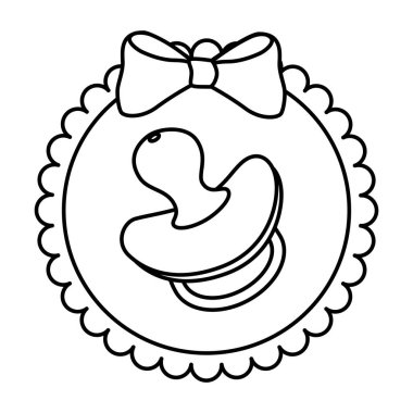 cute pacifier baby in lace frame line style icon clipart