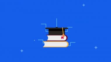 pile books and hat graduation with community