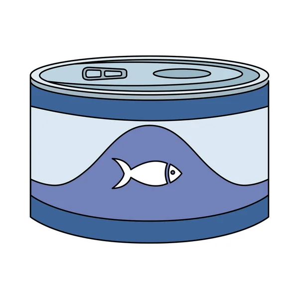 Food for fish in can isolated icon — Stok Vektör