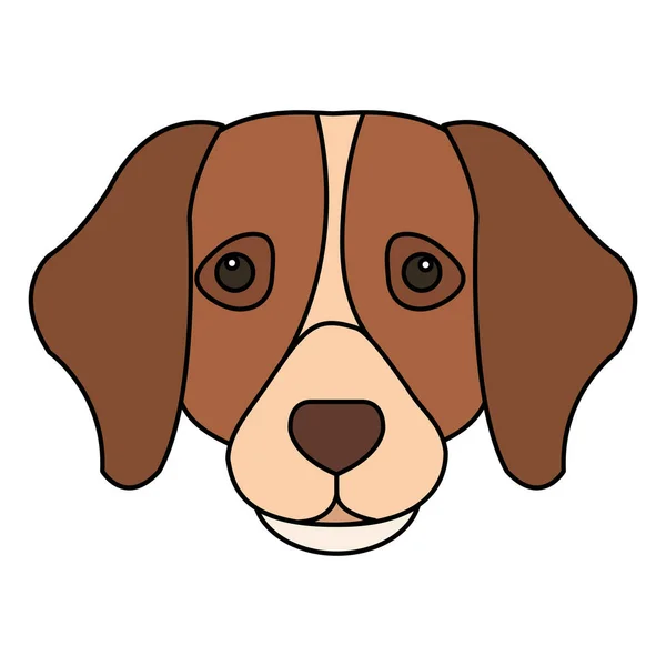 Faccia di cane marrone con icona isolata macchia bianca — Vettoriale Stock