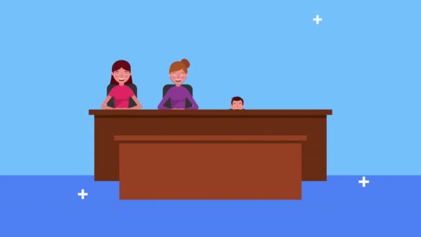 Trial jury avatars characters animated — Stockvideo