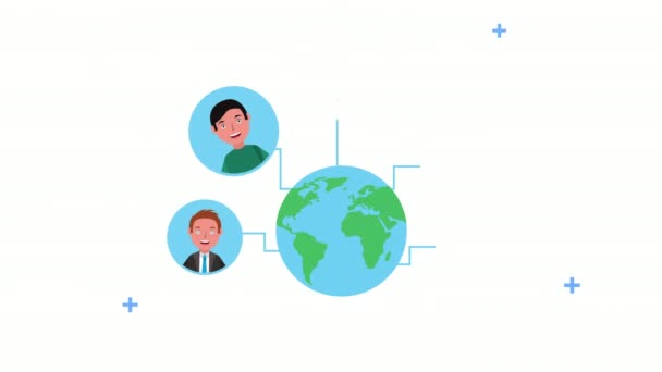 Pessoas da comunidade ao redor do planeta mundial — Vídeo de Stock