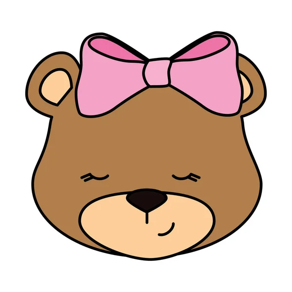 可爱的泰迪熊的脸孤立的雌性图标 — 图库矢量图片