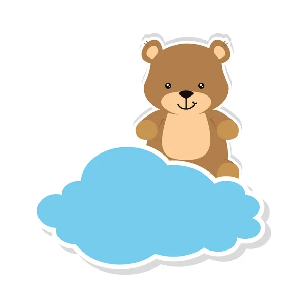 可爱的泰迪熊在云隔离图标 — 图库矢量图片
