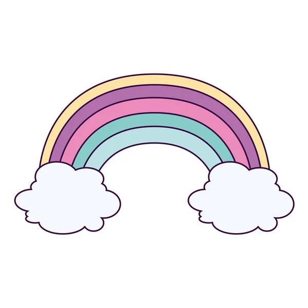 可爱的彩虹与云彩隔离图标 — 图库矢量图片