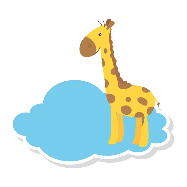 云彩中可爱的长颈鹿隔离图标 — 图库矢量图片