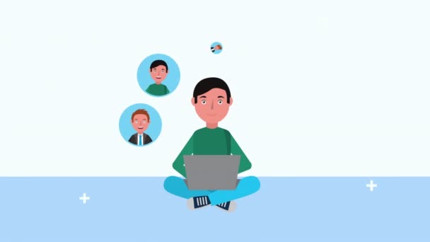 jeune étudiant garçon avec ordinateur portable elearning 