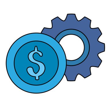 madeni para izole edilmiş simgeye sahip dişli