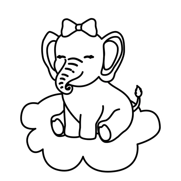 Schattig olifant vrouw in wolk geïsoleerd pictogram — Stockvector