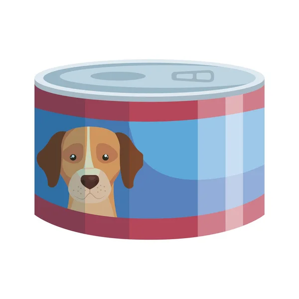 Food for dog in can isolated icon — Stock Vector