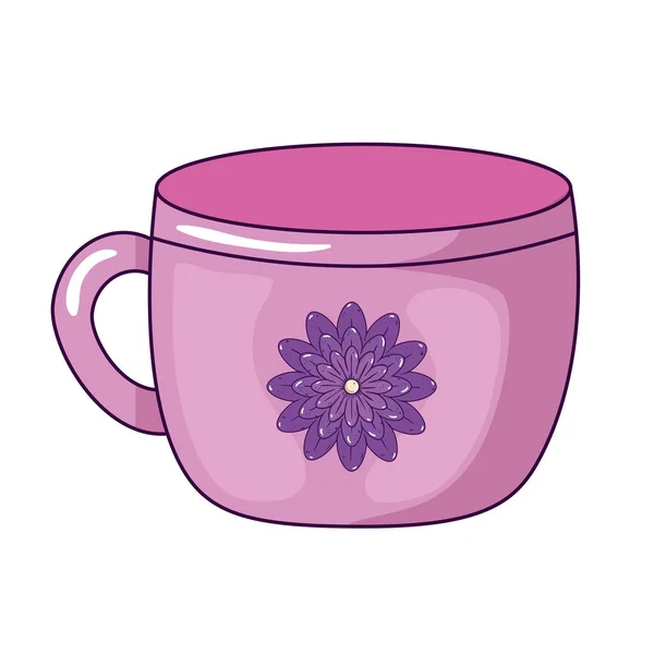 Cup ceramic with flower decoration — Stock Vector