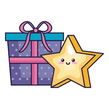 Şirin yıldız Kawaii tarzı hediye kutusu.