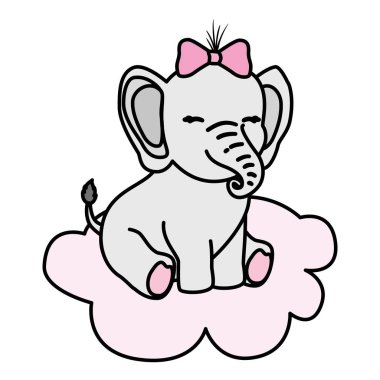 Bulutlardaki sevimli fil dişi izole edilmiş ikon