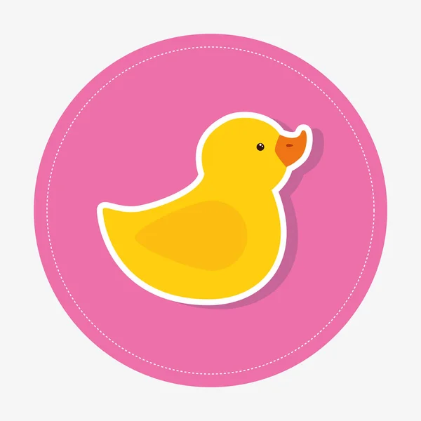 Cute duck rubber in frame circular — Stockvector