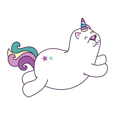 cute cat unicorn fantasy icon