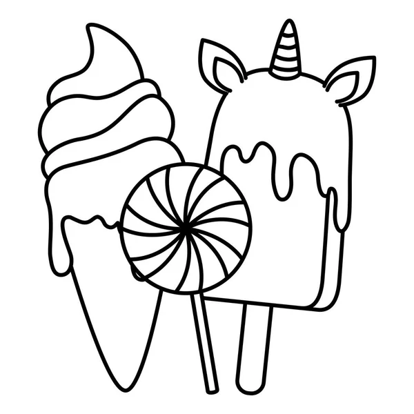 Милые и вкусные мороженое с леденцом — стоковый вектор