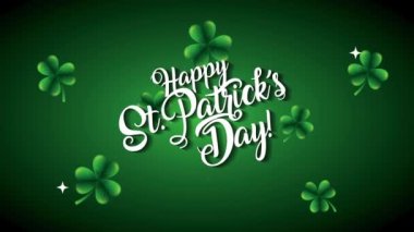 st patricks day animated card with lettering and clovers