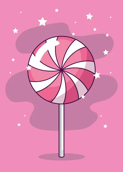 Delicious lollipop in background pink — 图库矢量图片