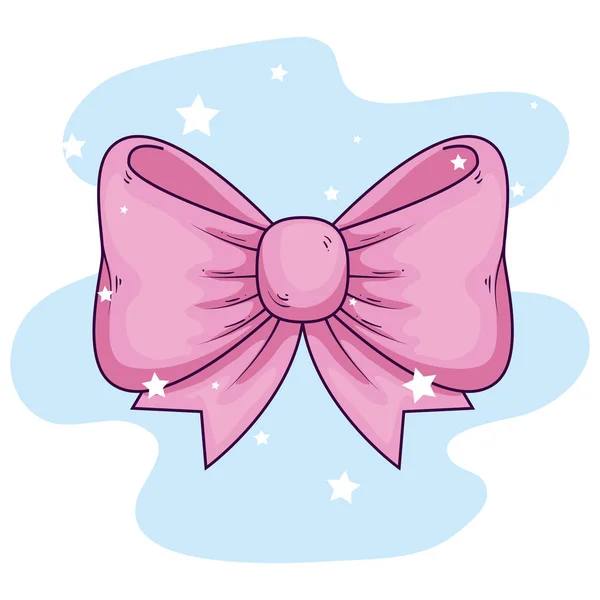 Cute bow ribbon decoration icon — Stok Vektör