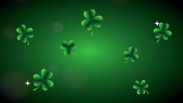 St patricks day animated card with clovers pattern — Stockvideo