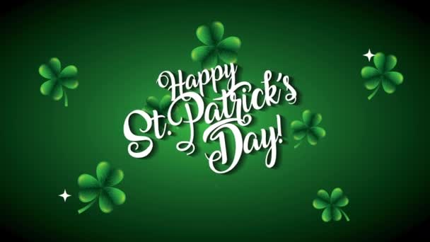 St patricks day animated card with lettering and clovers Video Clip