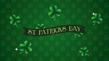st patricks day animated card with lettering and clovers