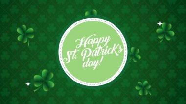 st patricks day animated card with lettering and clovers