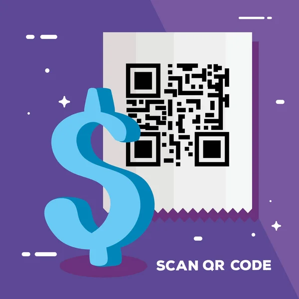 Scan qr code with symbol dollar — Stok Vektör